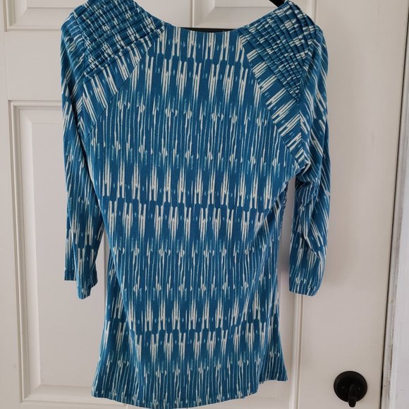 Blue Blouse with Asymmetrical, Draping Neckline by TART - Picture 4 of 6